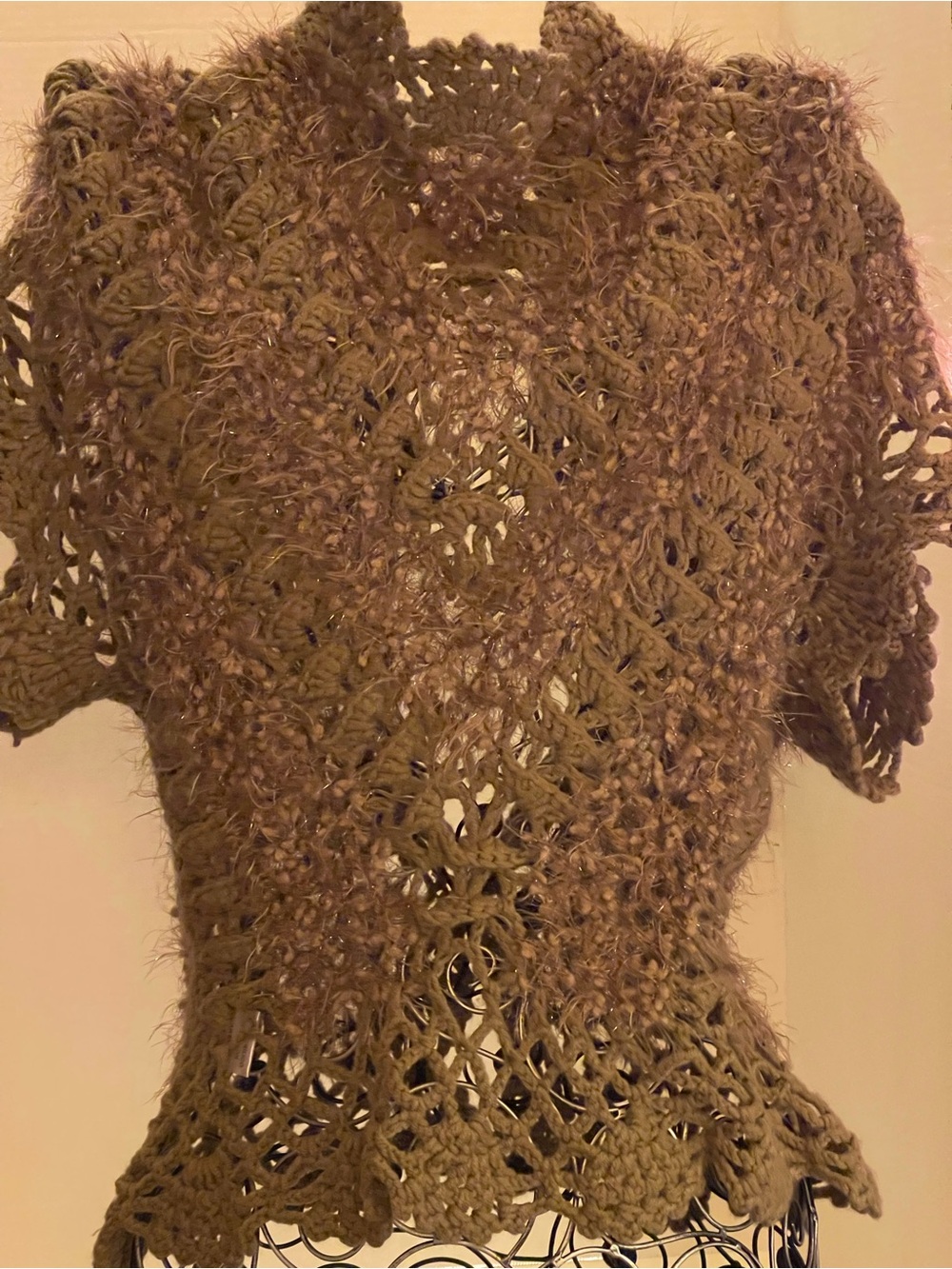 Mystree Crochet Stitch Cover-Up in Olive Brown